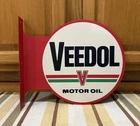 Veedol Motor Oil Flange Sign Gas Garage Double Sided Vintage Style Wall Decor