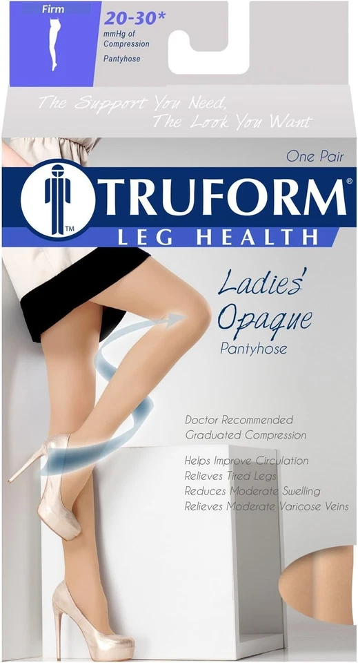 Pantimedias de compresión Truform para mujer, 20-30 mmHg, forma de soporte de medias opacas Foto 2 de 4