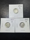 (3 Coins) 1952 D Silver Roosevelt Dimes