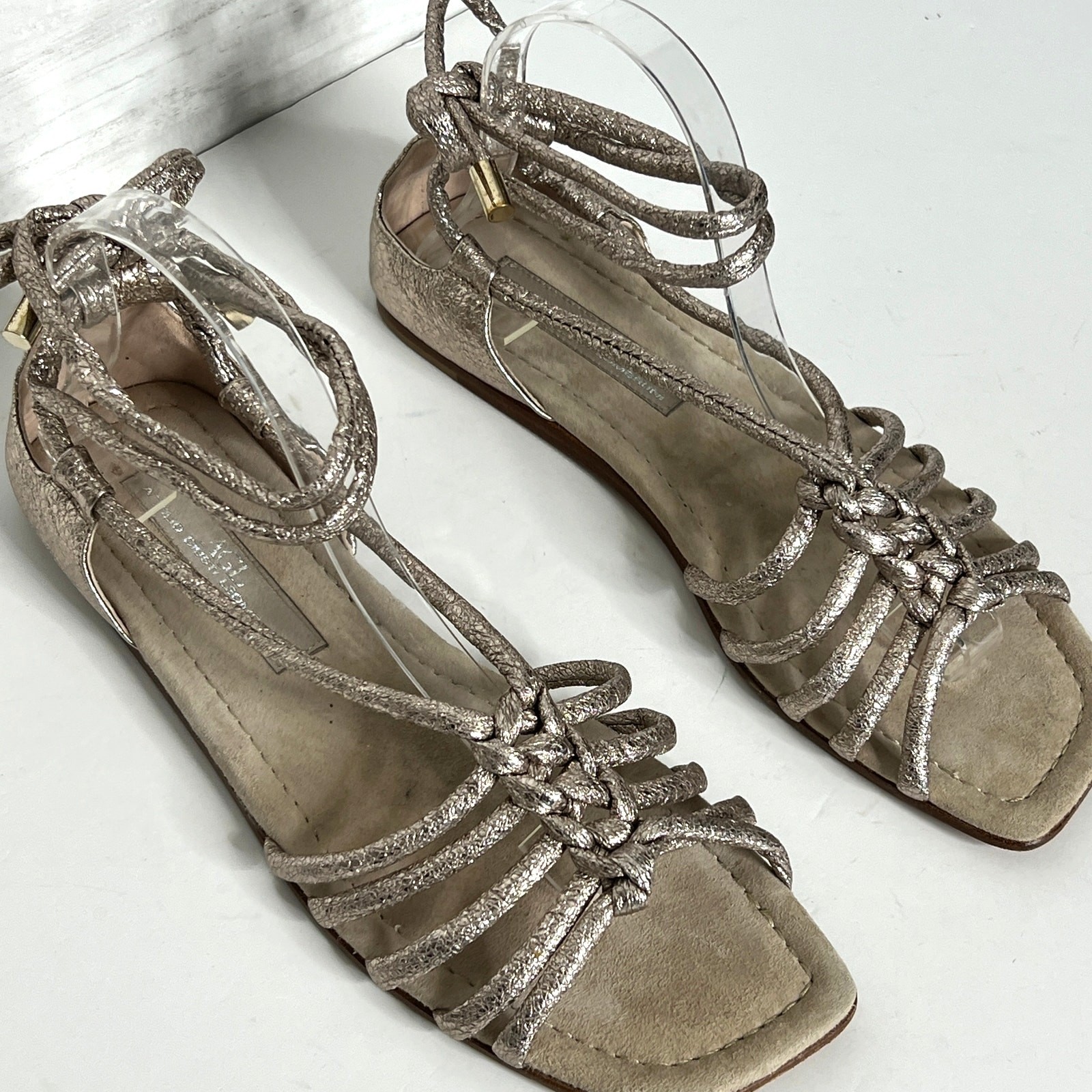 AGL Metallic Gladiator Ankle Tie Sandal Shoe Size 11