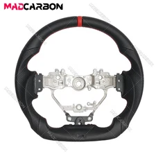 Full Leather Flat Steering Wheel Fit 13-25 Lexus IS200/250/300/F Red Stitching