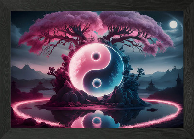 Yin Yang Tree Framed Wall Art Poster Canvas Print Picture