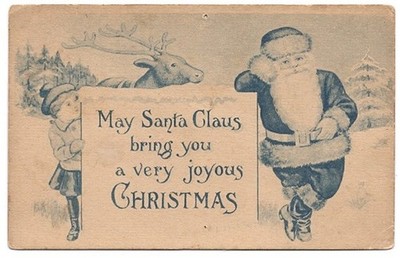May Santa Claus Bring You a Very Joyous Christmas Reindeer 1905 Antique Postcard