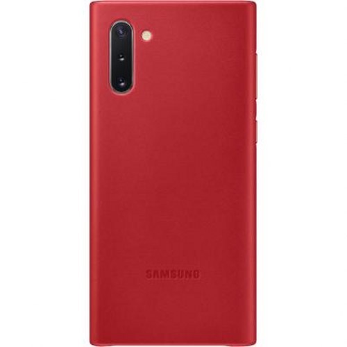 Coque en cuir rigide Galaxy Note 10 rouge anti rayure efficace