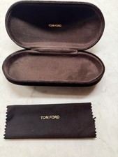 Tom Ford Glasses Case w/Cloth Suede Brown Cleaning Logo Hard Shell Replacement