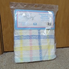 VTG Thermal Crib Blanket Elegant Baby 36x50 Made in USA Pastel Plaid Burlington