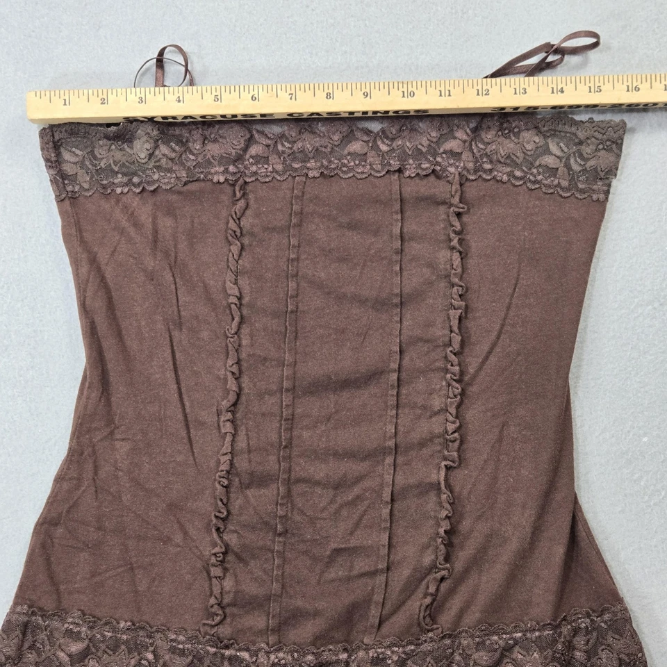 Camisa vintage autoestima para mujer S marrón camisola encaje ribete correa espagueti Foto 2 de 4