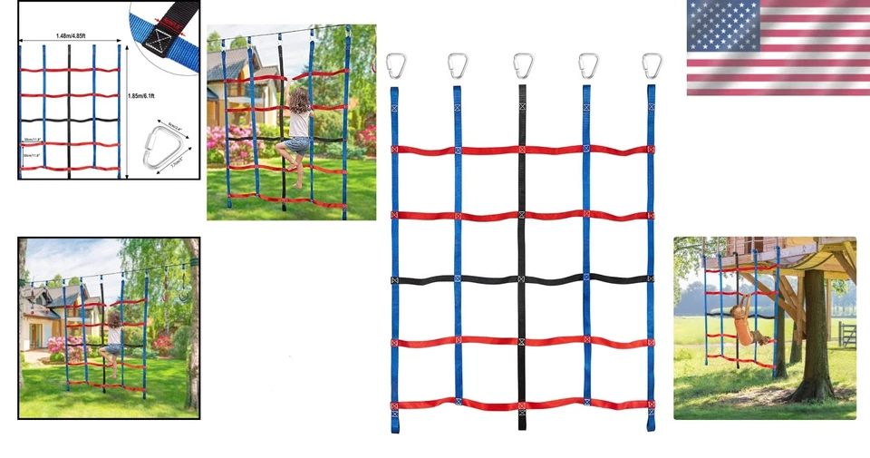 儿童重型攀岩网 - 4.85 英尺 x 6.1 英尺设计转换游戏时间 — 第 2/4 张图片