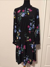 Old Navy Black Floral Long-Sleeve Dress with Multicolor Blooms