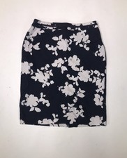 Talbots Navy Blue White Floral Textured Pencil Skirt Size 8