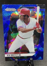 2025 Panini Prizm Blue Cracked Ice #256 Ken Griffey Sr. - Cincinnati Reds