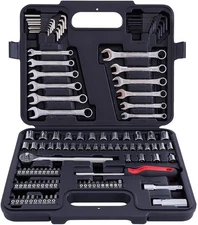 121 Piece Mechanic Tool Set 1/4 & 3/8 Inch Drive Metric Standard Socket Wrench