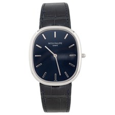 Patek Philippe Golden Ellipse Platinum Blue Dial 34.5x39.5mm 5738P-001 Full Set