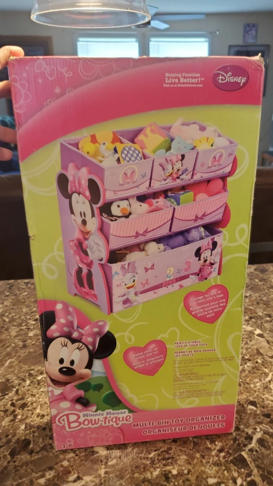NEW Disney Minnie Mouse Bow-Tique Multi-Bin Toy Organizer (W25"xL12"xH26") RARE - Image 2 of 2