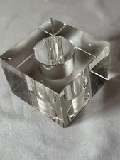 VINTAGE:   massiver quadratischer GLAS Kerzenhalter  h=5cm