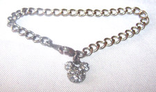 Disney Mickey Mouse Icon Ears Crystal Rhinestone Silver Charm Clasp Bracelet