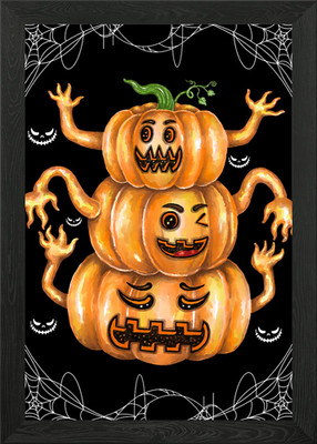 Stapel Jack-o'-Lantern Monster gerahmtes Wandbild Poster Leinwanddruck Bild