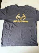 Realtree Shirt Mens XL Black Faded Long Sleeve Outdoor Hunting Camo Logo Tee