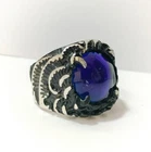 925 Sterling Silver Tiger-Claw Setting Lab-Created Sapphire Ring - Size 11 US