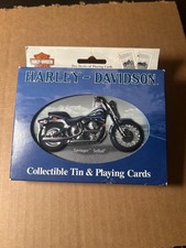 Vintage Harley Davidson Softail Springer Bicycle Playing Cards With Tin New