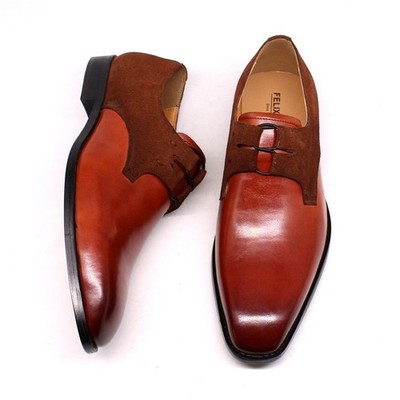 Men's Business Dress Formal Derby Real Leather Shoes Suede Splicing Wedding 2026