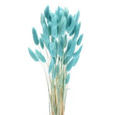 60pcs Natural Bunny Tails Dried Flowers 17" Mini Grass, Light Blue