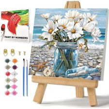 Daisy Flower Paint by Numbers Kit for Adults Beginner DIY Oil Art 10x10in