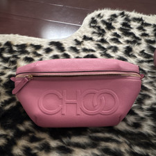 Jimmy Choo Pink Pebbled Logo Belt Bag Fanny P...