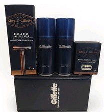 gillette king c Safety Razor & Double Edge set = 1 razor 15 cartrigdes & 2 S Gel