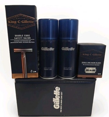 gillette king c Rasierhobel & Double Edge Set = 1 Rasierer 15 Kartuschen & 2 S Gel