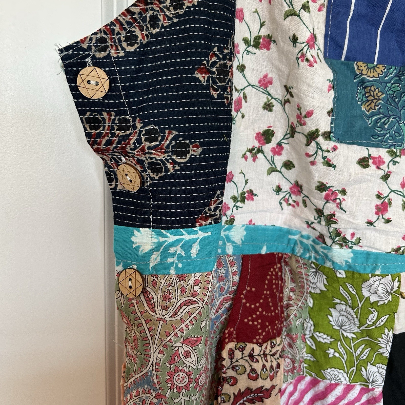 Ashley Taylor Patchwork Overalls Shorts Jumpsuit … - image 5