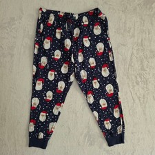 Old Navy Mens Large Santa Claus Christmas Pajama Pants Navy Blue Cotton Joggers