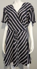 A New Day Black, Pink & White Striped Wrap Dress ~ Womens Size 1X