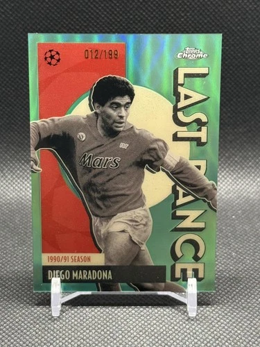 2025-26 Topps Chrome UEFA UCC #LD-10 Diego Maradona Last Dance Aqua #/199