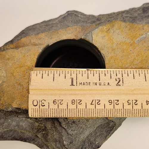 Japanese Ikebana Vase Natural Grey Brown Stone Slate Top Flower Frog Spikes 7.5" - Picture 3 of 14