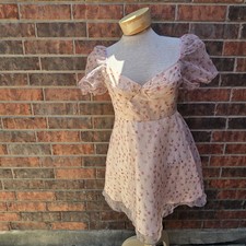 Cider Romantic Gestures Puff Sleeve Mini Dress S Fairy Whimsical Dainty