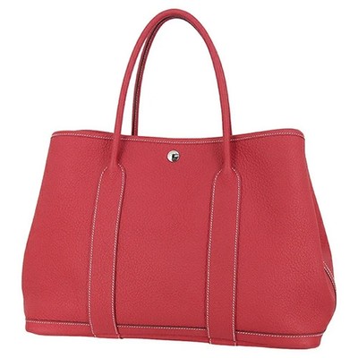 HERMES Garden Party PM 36 Tote Bag Vache Country Rouge Casaque Red