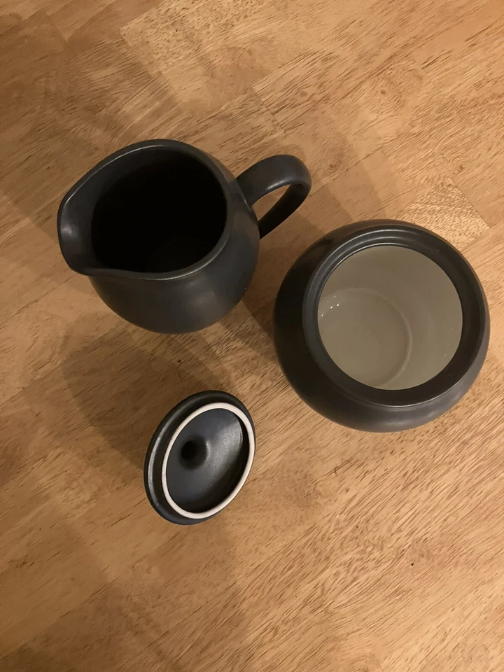 Azúcar Noritake Colorwave Grafito Negro Mate con Tapa y Crema NUEVO ESTADO Foto 2 de 4