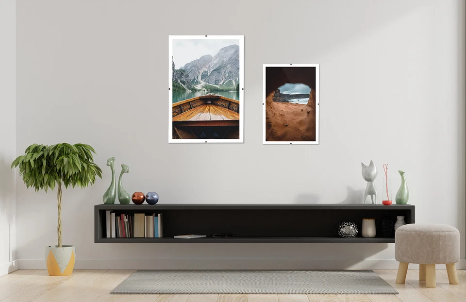 Rahmenloser Bilderrahmen Bildhalter Cliprahmen Fotorahmen Kunstglas Plexi Rahmen - Bild 4 von 4