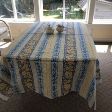 UNBRANDED Country Style Cotton Blend Rectangular Tablecloth 82x30 Blues/Yellows