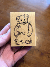 RARE Rubber Stamp PSX F 1977 TO FROM BEAR Cute Bear Gift Tag Label