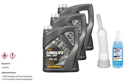 15L MANNOL 7715  5W-30 API SN/CF Motoröl inkl. Schlauch Scheibenreiniger