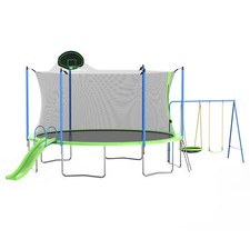 14FT Kids Trampoline Outdoor With Safety Enclosure Net Slide Gifts For Boy Girl