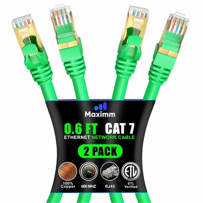 Cat 7 Ethernet Cable 0.6 ft - High-Speed Internet & Network LAN Patch Cable R...