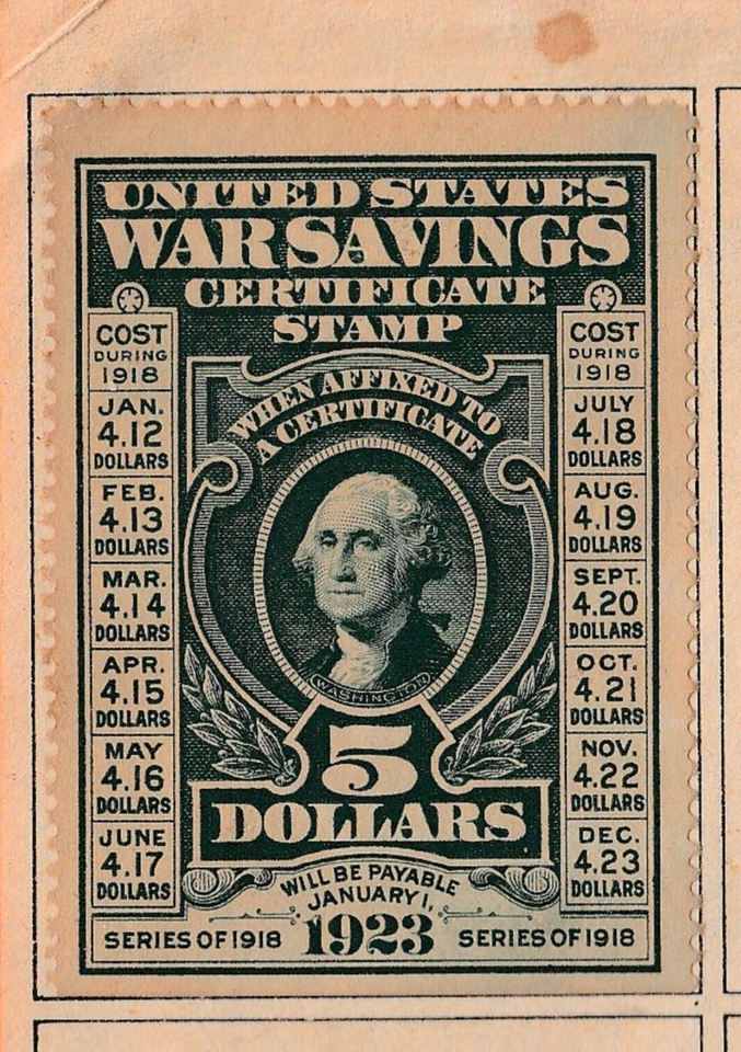WS2 US WAR SAVINGS CERTIFICATE No 18208932 Series A 1-WS2 STAMPS in ...