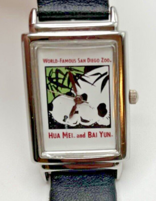 Vintage Hua Mei and Bai Yun San Diego Zoo Panda Watch- Works Great, New Battery