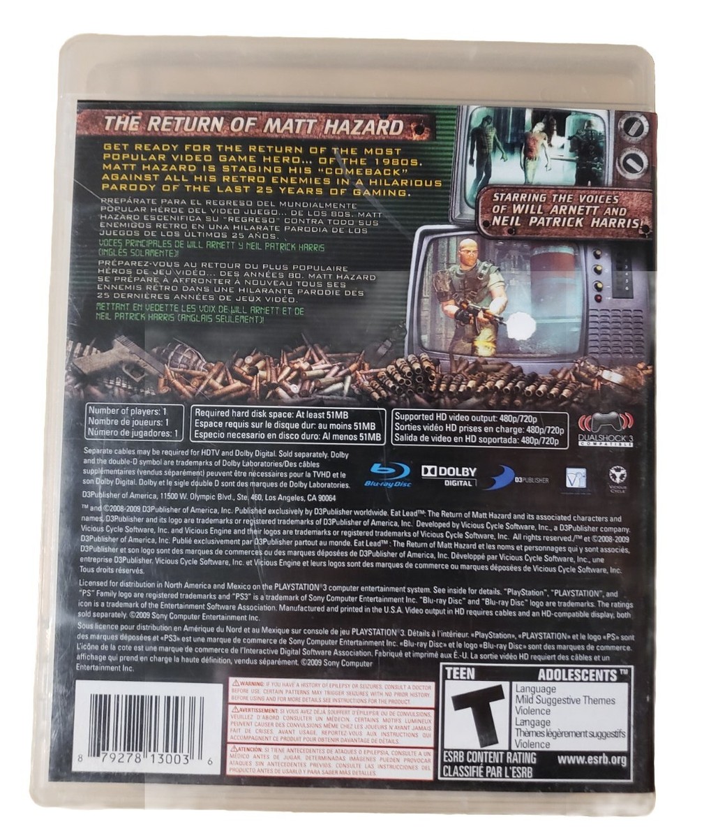 🔥Eat Lead: The Return of Matt Hazard (Sony PlayStation 3) PS3 CIB