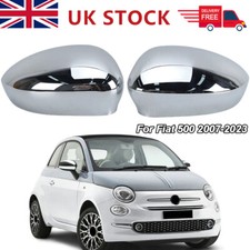 For Fiat 500 2007-2023 Rearview Door Wing Mirror Cover Caps Casing Chrome Pair