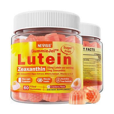 Sugar-Free Lutein Zeaxanthin Supplements Gummies (25mg) Vitamins A, C, E, Bil...