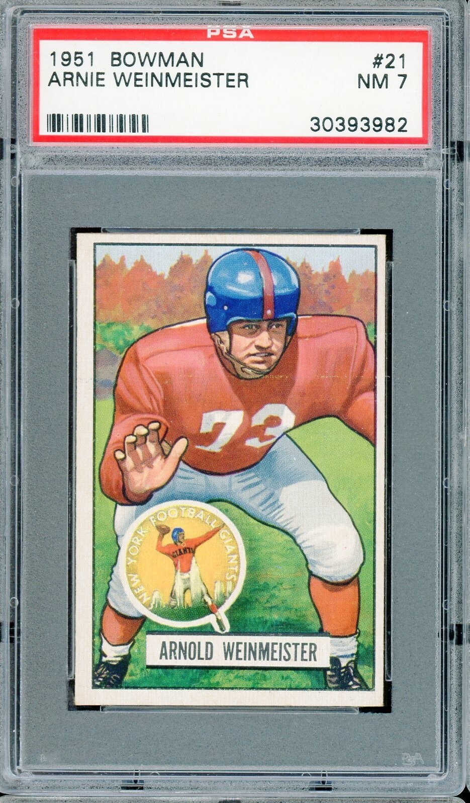 1951 Bowman Football #21 Arnie Weinmeister PSA 7